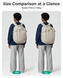 BAGSMART Travel Backpack Women, 15.6 Inch Carry On Backpack Flight Approved, TSA Approved Personal Item Travel Bag, Water Resistant Weekender Bag Luggage Daypack, Beige