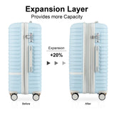 Joyway Luggage Set 4 Piece Suitcase Sets with Spinner Wheel,Hardside Expandable Travel Laggage with TSA Lock(18/20/24/28 Lightblue)