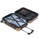 SUPER DEAL 21 Inch Expandable Suitcase Hardside Carry On Travel Luggage with Spinner Wheels Height Adjustable Handle, Champagne