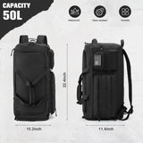 G4Free 3-in-1 Travel Duffle Bag for Men and Women, 50L Large Gym Sports Bags Tactical Military Duffle Backpack with Shoes Compartment and Wet Pocket (Black)