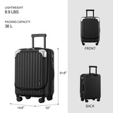 LEVEL8 Grace Expandable 20" Carry-On Luggage with 4 PC Organizer Packing Cubes - Black, Carry-On 20-Inch
