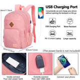 KEOFID Classic Travel backpack for Men and Women, Anti Theft Laptop Backpack with USB Charging Port for Work, Large Bag for College, Water Resistent(Bright Pink)