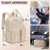 MATEIN Backpack for Teen Girls, 15.6 Inch Cute Corduroy Laptop Backpack Aesthetic College School Bookbag with Luggage Strap, TSA Lightweight Soft Kawaii Travel Backpacks for Women Nurse, Beige