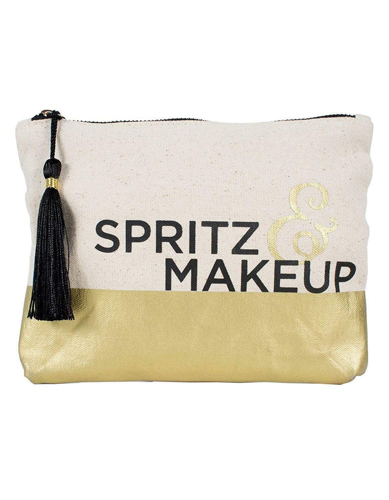 G Women's 8" x 5" Cosmetic Travel Canva Zipper Closure Bag Case ONLY With Tassel - Spritz & Makeup