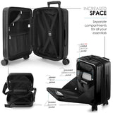 TRAVELARIM 20 Inch Carry On Luggage 22x14x9 Airline Approved, Carry On Suitcase with Wheels, Hard-shell Carry-on Luggage, Durable Luggage Carry-On, Jet Black Small Suitcase with Cosmetic Case