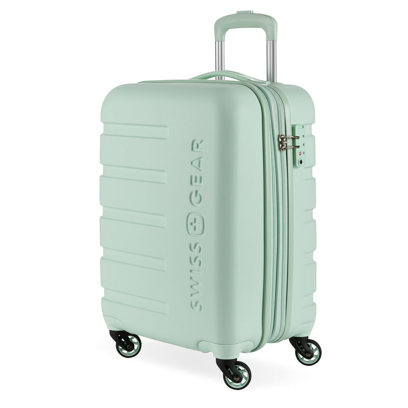 SwissGear 7366 Signature Hardside Expandable Luggage with Spinner Wheels, TSA Lock, Cup-Holder, Clearly Aqua, Carry-On 19-Inch