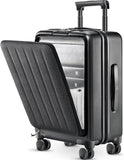 NINETYGO Carry On Luggage 22X14X9 Airline Approved with Front Pocket, 20 Inch Luggage with Front Compartment, Expandable, Double Spinner Wheels, Hardsided PC, TSA Lock (Midnight Black, Seine Max)