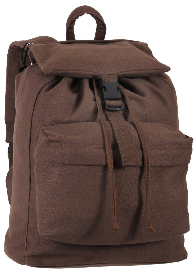 Rothco Canvas Daypack – Heavy-Duty Cotton Canvas Backpack for Hiking, Camping, Traveling, and Daily Use – 34L Capacity, Earth brown