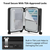 MGB Carry on Luggage 22x14x9 Airline Approved, Durable PC Hardside Suitcase with TSA Lock for Business Trip, 20 Inch Carry-on Luggage, USB Port & 360°Spinner Wheels