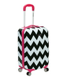 Rockland Safari Hardside Spinner Wheel Luggage, Pink Chevron, Carry-On 20-Inch