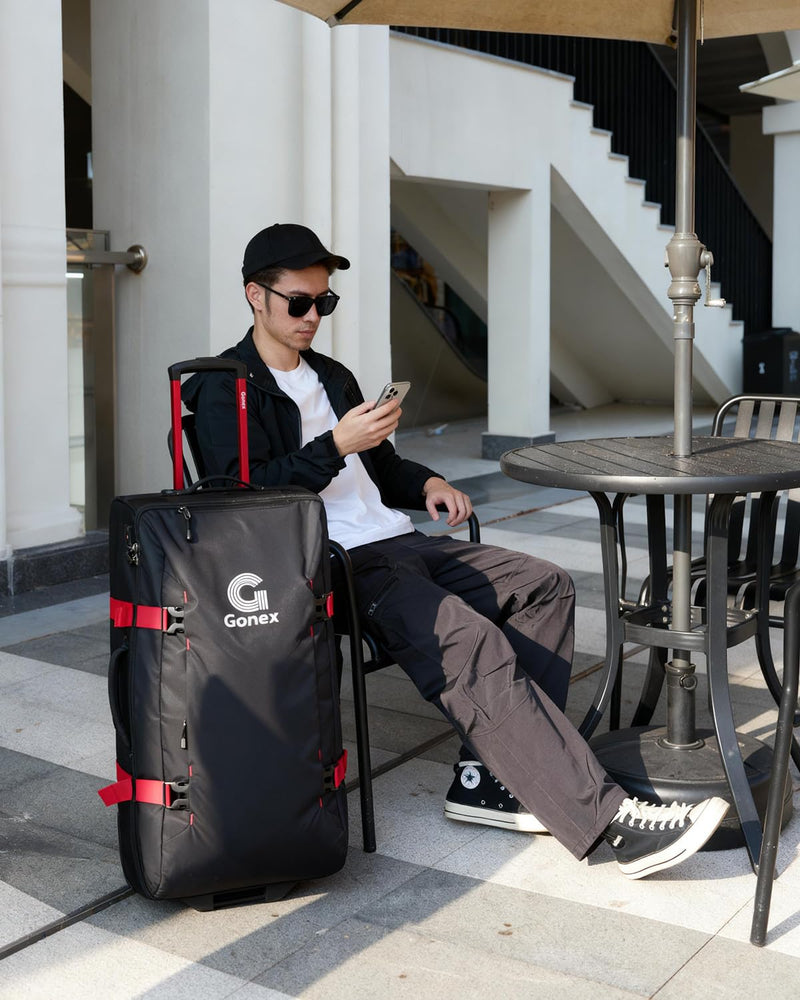 Gonex Rolling Duffle Bag with Wheels, Water-repellent 30 inch Nylon Large Wheeled Travel Duffel Luggage with TSA Lock & Telescopic Handle 100L, Black