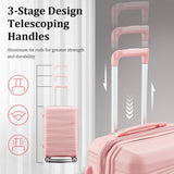 TRAVELEO 4 Piece Expandable Hardshell Pink Luggage Sets with Spinner Wheels, Lightweight Travel Suitcase Set with TSA Locks, 20 inch Carry On for Women (Pink, 4 Piece Set)