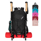 45L Hiking Backpack with Rain Cover, Lightweight Foldable Camping Backpack for Trekking, Water-Resistant Daypack with Hiking Pole & Mat Carrying System,Black