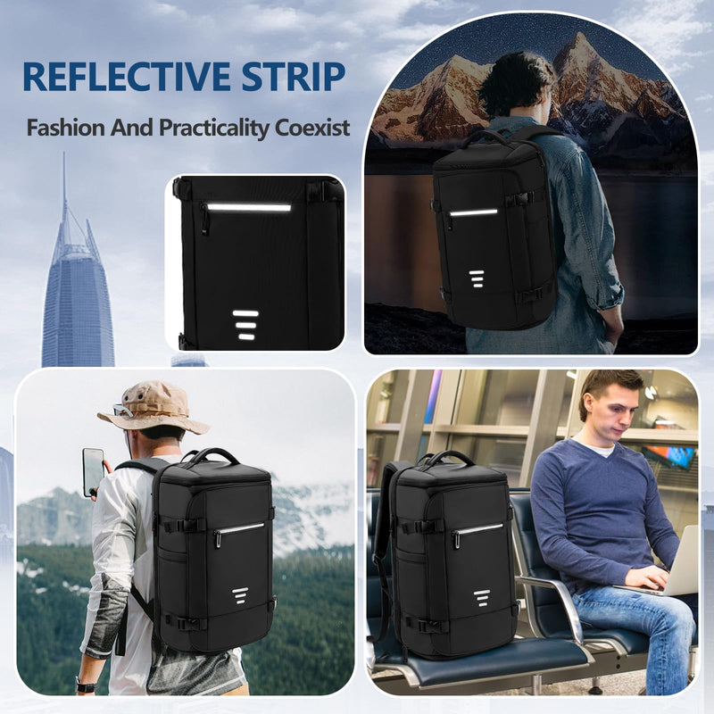 Travel Backpack for Men Women Large Lightweight Carry-on Laptop Backpack 30L Flight Approved Business Rucksack Water-Resistant Backpack Fits 17.3 inch Laptop for College Work Travel with a Small Bag