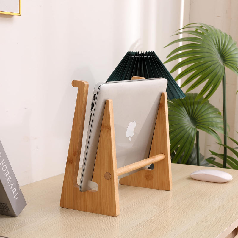 YOCAHAOY Wooden Laptop Stand Vertical Laptop for 13-18.6in Bamboo Stand for Desk,Laptop Stand Compatible with MacBook Air Pro/Dell XPS/Surface pro/HP/Pixelbook/Lenovo,More Laptops