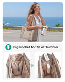 BAGSMART Boxy Tote Bag for Women, Crossbody Bag with Zipper, Crush Bow Purses for Travel Work College, Camel, Small