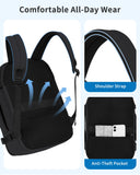WANDF Personal Item Travel Bag, Small Travel Backpack 17x10x9 for United Airlines, 15.6" Laptop Backpack for Men Women (Black)