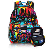 Video Game Backpack for Boys School Backpack for Kids Boys Girls Game Bookbag for Children Teens Elementary Middle School Students Bookbag Ages 6-18 Adjustable Large Capacity Gaming Backpacks