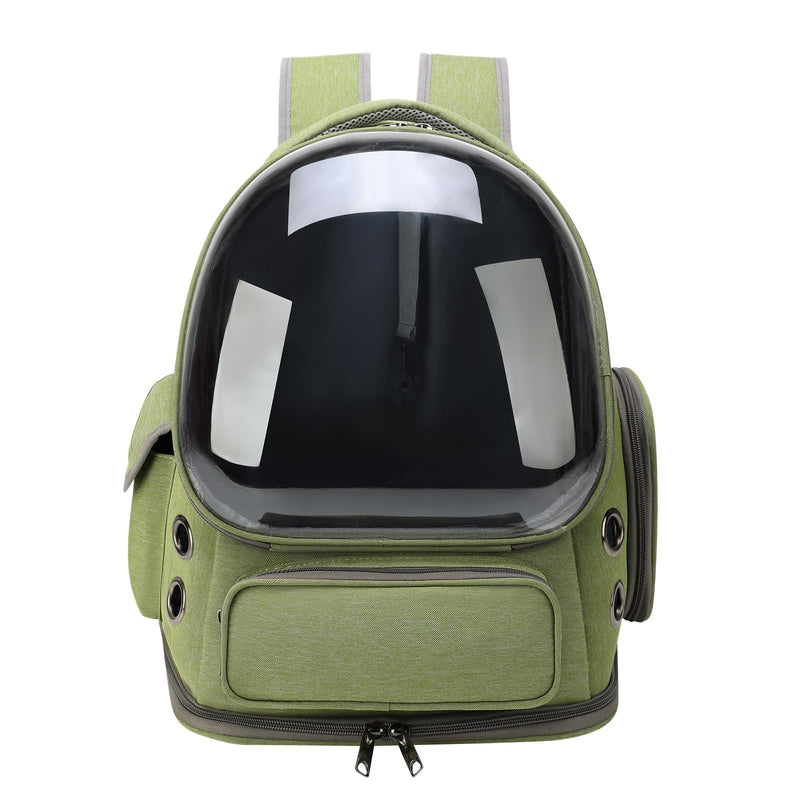 Cat Bubble Backpack,Breathable Cat Backpack Carrier Large Space Pet Travel Carrier for Kitty Small Dogs up to 15lbs,Transparent Cat Carrier for Hiking Camping Outdoor Travel (Green)