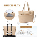 Tote Bag for Women with Zipper, Gym Tote with Compartments, Laptop Work Tote Large Casual Handbag Quilted Shoulder Bag for Sport, Travel Dating College Khaki