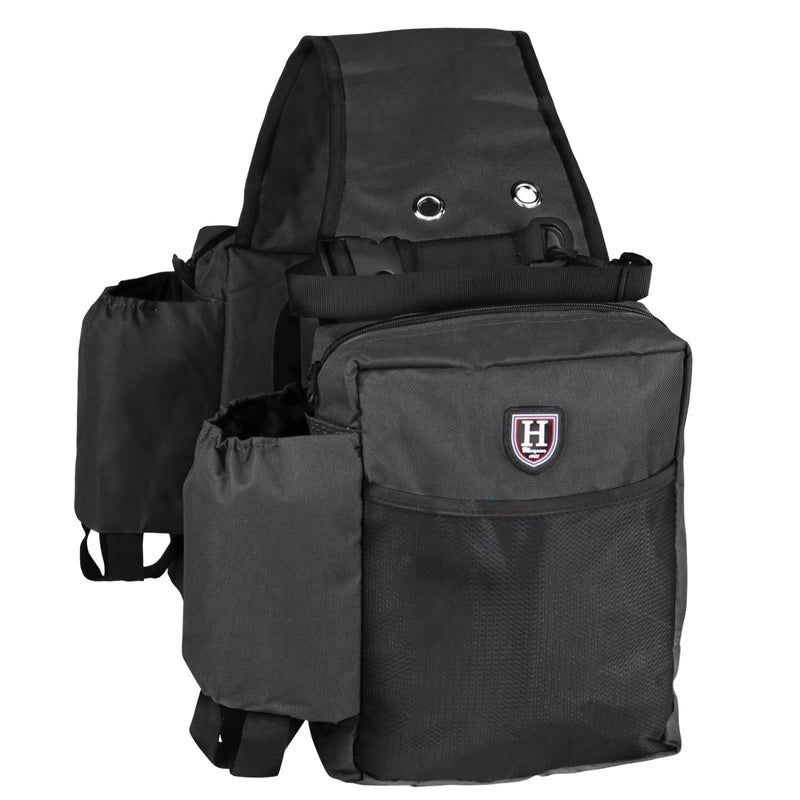 Harrison Howard Equestrian Western Saddle Bag Nylon Water Bottle/Gear Carrier Convenient Saddle Bag Black