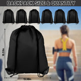 COIDEA 6Pcs Drawstring Backpacks, Medium, Black, Sports, Gym, Travel, Swimming, Beach