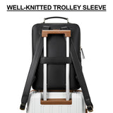BOSTANTEN Leather Backpack 15.6 inch Laptop Bag Travel Casual Computer Backpack College Business Work Shoulder Bags with Trolley Sleeve for Women Men Black