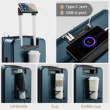 CASELLY Carry on Luggage Top opening Suitcases, Expandable with Cup Holder and USB Charging Port,Lightweight with Front Pocket Rolling Suitcases with Spinner Wheels