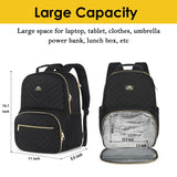 MATEIN Work Backpack with Lunch Compartment, Insulated Quilted Lunch Backpack for Women, Water Resistant Lunchbox Back Pack for Nurse, 15.6 Inch Teacher Work Bag for Office Business Commuting, Black