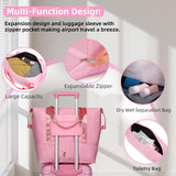 LARVENDER Luggage Sets 3 Piece, 20 Inch Carry on Luggage 22x14x9 Airline Approved Hardside PC+ABS Suitcase Set with Spinner Wheels TSA Lock, Lightweight Luggage Set for Women, Peach Sparkling