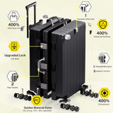 Krute No Zipper Luggage Set 2 Pieces Aluminum Frame Suitcase Sets Polycarbonate Hard Shell Luggage TSA Lock Checked Suitcase with Spinner Wheels