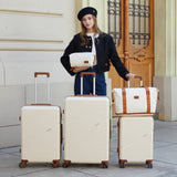 Cosbarn 5 Piece Luggage Sets with Spinner Wheels, Hardshell ABS Suitcase Set with Tsa Lock, Lightweight Hardside Waterproof Travel Suitcases for Men Women, White (20"/24"/28")