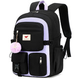 Laptop Backpack 15.6 Inch Kids Elementary Middle High School Bag College Backpacks Anti Theft Travel Back Pack Large Bookbags for Teens Girls Women Students (Black Purple)