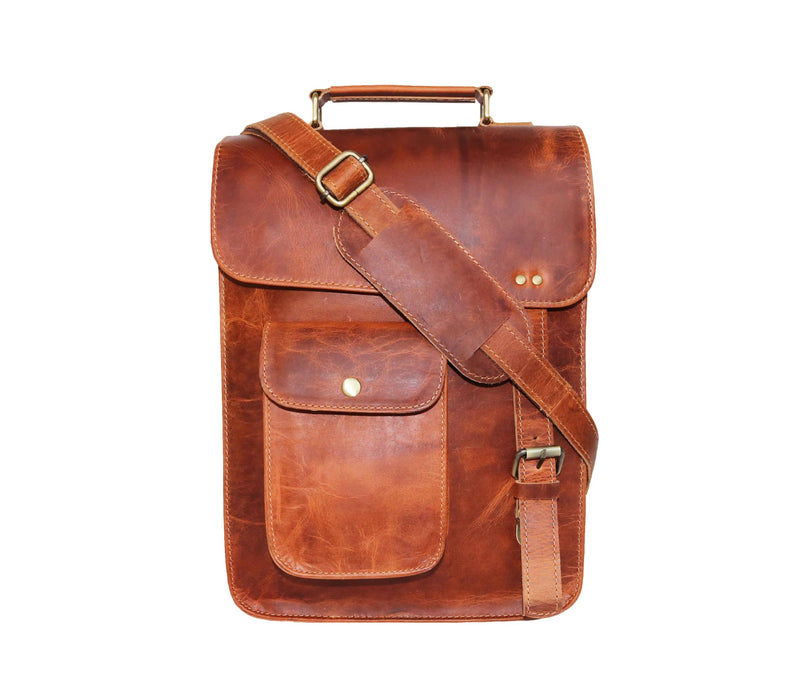 13" leather messenger bag laptop case office briefcase gift for men computer distressed shoulder bag