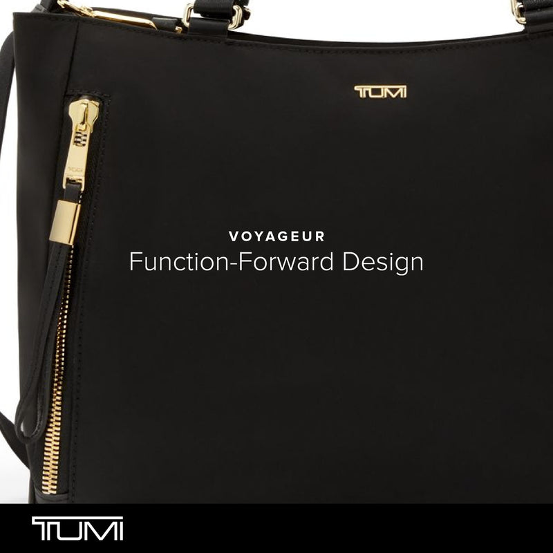 TUMI - Voyageur Valetta Tote - Women's Carryall Bag, Lightweight and Roomy, Functional Purse for Everyday, Business & Travel - Large, Black & Gold Hardware