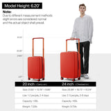 mixi Luggage Suitcases With Spinner Wheels,Upgrade Wide Handle PC Hardshell Rolling Travel Suitcase with TSA Lock, Checked-Medium 24-Inch, Red