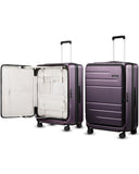 LUGGEX Checked Suitcase with Spinner Wheels, FLO5 Expandable Polycarbonate Hard Shell Suitcase with TSA Approved Lock (FX-Core, Purple, 28 Inch)