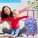 AGSDON Kids Suitcase for Girls, Cute Mermaid Rolling Luggage Wheels for Children Toddler