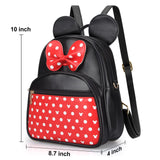 Dksyee Cute Red Backpack for Girl Bowknot Polka Dot Mini Mouse Leather Backpacks for Toddler Little Girl Backpack Kids Small Travel Backpacks Convertible Shoulder Bag Purse for Children Daypack