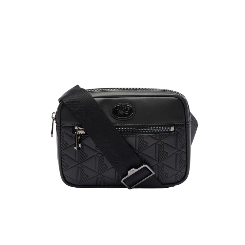 Lacoste Embossed Monogram Shoulder Bag, Black, One Size