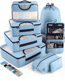 Veken 8 Set Packing Cubes for Travel Essentials, Suitcase Organizer Bags in 4 Sizes, Carry-On Luggage Accessories with Large Laundry & Hanging Toiletry Bag, Must-Have for Airplane, Road Trip & Camping