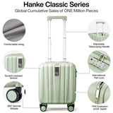 Hanke 14 Inch Underseat Carry On Luggage with Wheels Hard Shell Suitcases Carry On Bag Lightweight Small Mini Suitcase Travel Luggage for Travel（Bamboo Green）