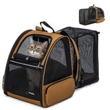 Cat Backpack，Expandable Cat Carrier Backpack, Dog Backpack Carrier and Pet Carrier Backpack, Suitable for Cats, Dogs Kitten or Small Dogs, Travel Friendly Puppy Cats Bag (Brown)
