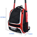 WOLT | Baseball Bat Backpack - Bag for Softball & T-Ball Equipment & Gear, Youth Girl & Adults Women, Holder for Helmet, Glove, Separate Shoes Compartment & Fence Hook (Red)