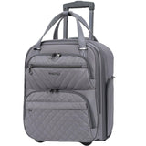 KROSER Carry On Underseat Multi-functional, 16-inch Underseater Lightweight Overnight Suitcase for Men Women, Grey