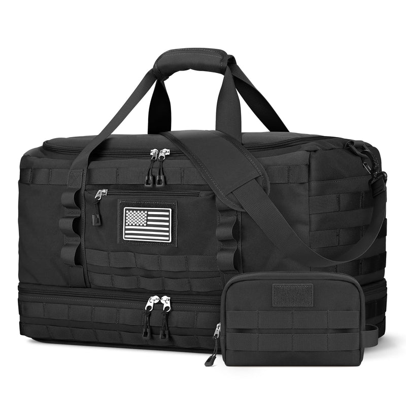 ETRONIK Gym Bag for Men Women, Carry on Luggage 22x14x9 Airline Approved, Tactical Travel Duffle Bag with Toiletry Bag and Shoe Compartment, Weekender Overnight with Wet Pocket for Workout, Black