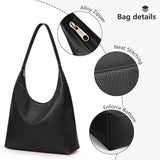 KALIDI Casual Tote Bag Vegan Leather Hobo Zipper Work Bag Weekender Shoulder for Women Shoulder Travel Purse