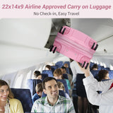 Kono Carry On Luggage 20 Inch Expandable 22x14x9 Airline Approved Hard Shell Travel Trolley 4 Spinner Wheels Lightweight Polypropylene Suitcase with TSA Lock, Pink