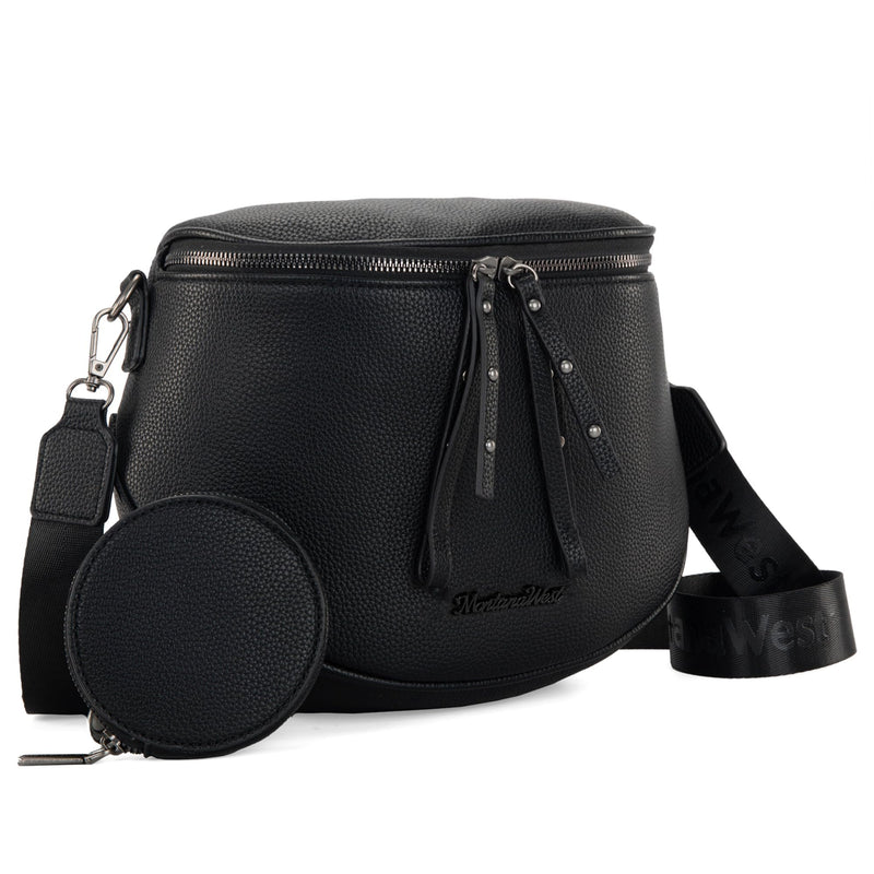 Montana West Crossbody Bags Bum Bag for Women Large Sling Bag with Adjustable Strap and Coin Purse, MWC-285BK