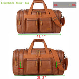 Vegan Leather Travel Duffel Weekender Bag Carry on Overnight Bag Sports Duffel bag For men and Women HB-21 (Brown)